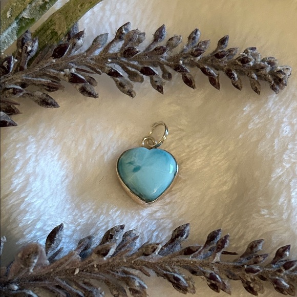 NWT Larimar Heart Shaped Sterling Silver .925 Pendant * - Picture 2 of 4